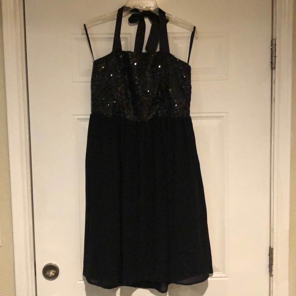 Black Halter Top dr with sequins sz. 12